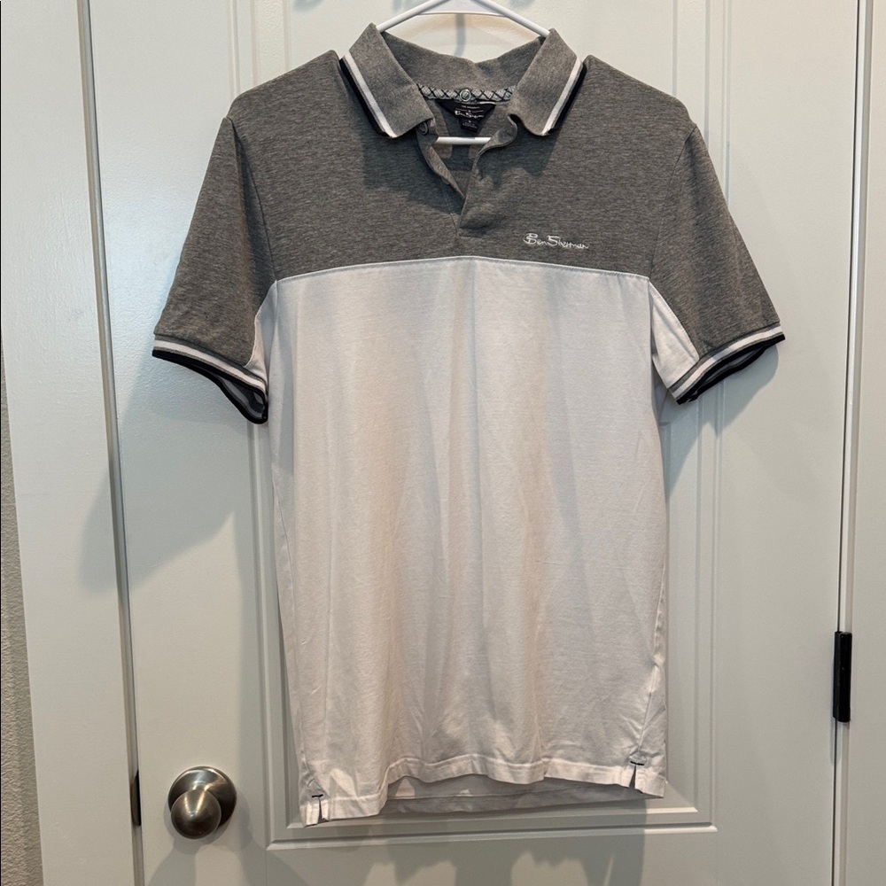 Ben Sherman Gray and White Polo Shirt